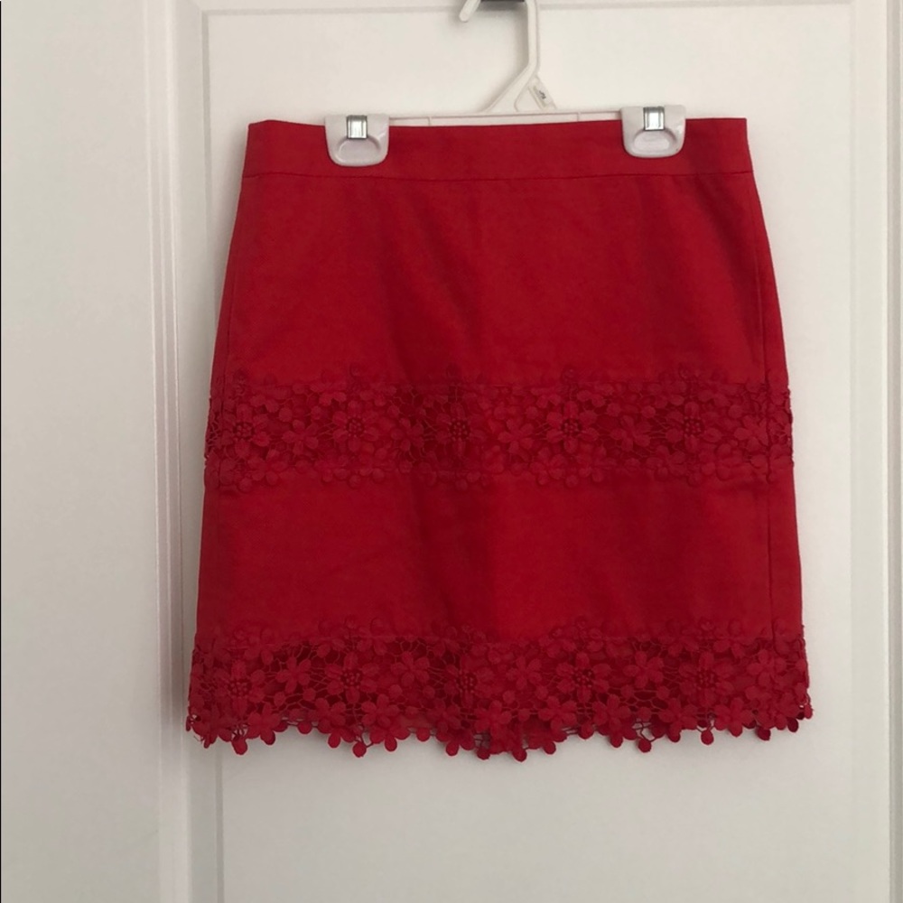 Pink J. Crew summer skirt with flower pattern